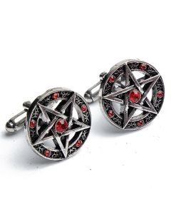 N-1139 Manchetknopen - Pentagram met Rode Stenen 1.jpg