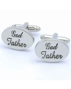 N-1149 Manchetknopen - Godfather Tekst Zilver Ovaal 1.jpg