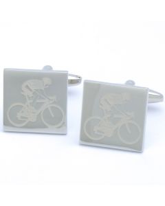 N-1151 Manchetknopen - Vierkant met Gegraveerde Wielrenner 1.jpg