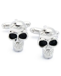 N-1164 Manchetknopen - Halloween Lachende Doodskop Zilver 1.jpg