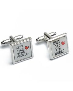 N-1211 Manchetknopen - Best Dad in the World Tekst Zwart met Wit 1.jpg