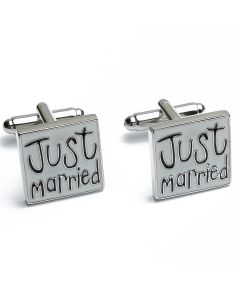 N-1213 Manchetknopen - Just Married Tekst Bruiloft Getrouwd Bruidegom 1.jpg