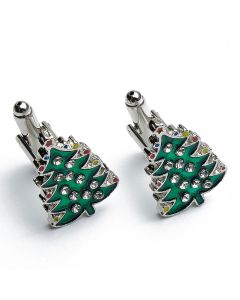 N-1220 Manchetknopen - Kerstboom Boom Groen met Stenen 1.jpg