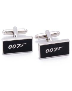 N-1229 Manchetknopen - James Bond 007 Zwart Emaille Rechthoek 1.jpg