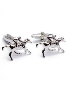 N-1239 Manchetknopen - Paard Paardrijden Racepaard Jockey 1.jpg