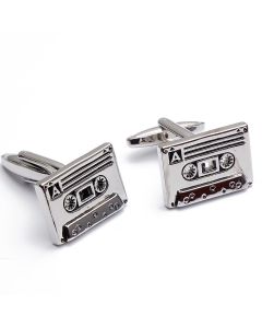 N-1302 Manchetknopen - Cassettebandje Geluidsbandje Walkman Zilver 1.jpg