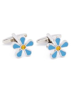 N-1337 Manchetknopen - Bloem Blauw Vergeet-mij-nietje Myosotis 1.jpg