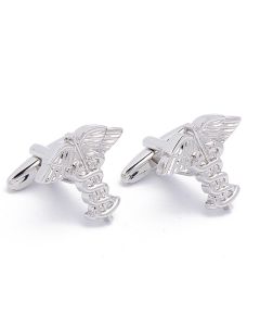 N-1352 Manchetknopen - Medisch Slang Dokter Esculaap Zilver 1.jpg