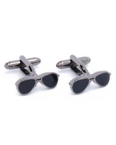 N-1388 Manchetknopen - Zonnebril Pilotenbril Zwart 1.jpg
