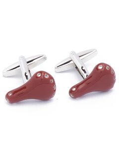 N-1407 Manchetknopen - Zadel Fietszadel Rood Bruin 1.jpg