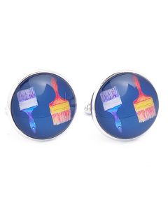 N-1426 Manchetknopen - Schilder Kwasten Verven Paars en Zilver 1.jpg