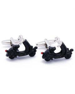 N-1532 Manchetknopen - Vespa Italiaanse Scooter Zwart 1.jpg