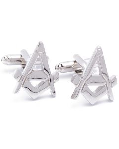 N-1545 Manchetknopen - Vrijmetselaars Freemason Zilverkleurig 1.jpg