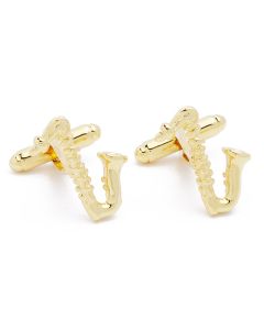 N-1546 Manchetknopen - Saxofoon Blaasinstrument Saxophone Muziek Goud 1.jpg