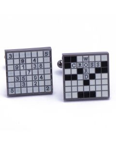 N-1548 Manchetknopen - Sudoku en Kruiswoord Puzzel Wit Zwart 1.jpg