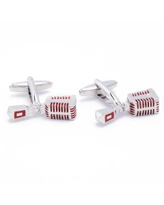 N-1597 Manchetknopen - Microfoon Rood Ouderwets Antiek 1.jpg