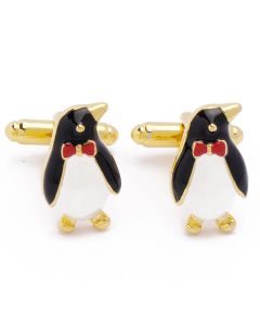 N-1644 Manchetknopen - Pinguin Penguin met Gouden Accenten 1.jpg