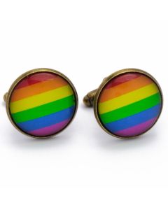 N-1699 Manchetknopen - Regenboog Vlag Rond Gaypride Goud Brons 1.jpg