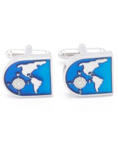 N-1735 Manchetknopen - Wereldbol Halfrond Blauw Zwart Amerikaans Continent 1.jpg