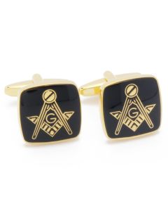 N-1780 Manchetknopen - Vrijmetselaars Zwart Emaille en Goud 1.jpg