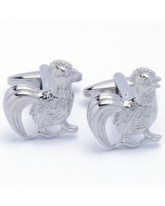 N-1839 Manchetknopen - Kip Haan Kippen Vogel Zilverkleur 1.jpg
