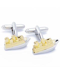 N-1865 Manchetknopen - Boot Schip Zilver en Goud 1.jpg