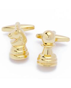 N-1910 Manchetknopen - Schaken Schaakstukken Paard Pion Goud 1.jpg