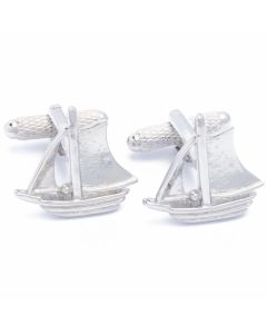 N-1931 Manchetknopen - Boot Zeilboot Twee Zeilen Zilver 1.jpg