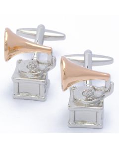 N-2028 Manchetknopen - Grammofoon Rose Goud en Zilver 1.jpg