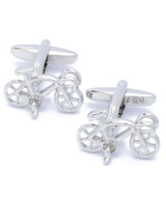 N-2094 Manchetknopen - Racefiets Gedetailleerd Zilverkleurig 1.jpg