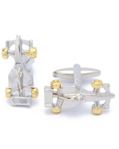 N-2112 Manchetknopen - Formule 1 Zilver met Gouden Wielen 1.jpg