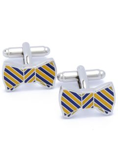 N-2129 Manchetknopen - Strikje Bowtie Geel met Blauw 1.jpg
