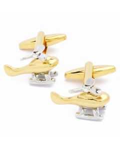 N-2163 Manchetknopen - Helikopter Goud en Zilver 1.jpg