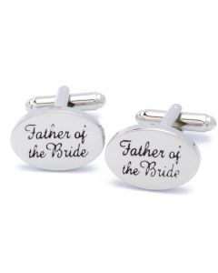 N-2224 Manchetknopen - Father of the Bride Tekst Zilver Ovaal 1.jpg
