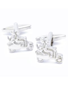 N-2263 Manchetknopen - Scooter met Mensen Zilverkleurig 1.jpg