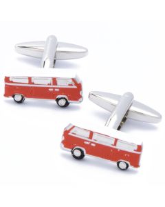 N-2351 Manchetknopen - Campervan Kampeerauto Wit en Rood 1.jpg