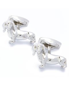 N-2382 Manchetknopen - Dachshund Teckel Zilverkleurig 1.jpg