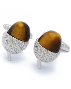 N-2410 Manchetknopen - Eikeltjes Bruin Tijgeroog en Zilverkleurig 1.jpg