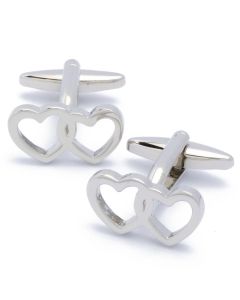 N-2419 Manchetknopen - Twee Hartjes Zilverkleurig 1.jpg