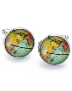 N-2445 Manchetknopen - Wereldbol Gekleurd 1.jpg