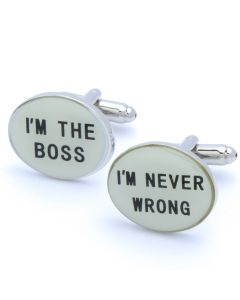 N-2474 Manchetknopen - Ovaal Im the Boss Wit Zwart 1.jpg