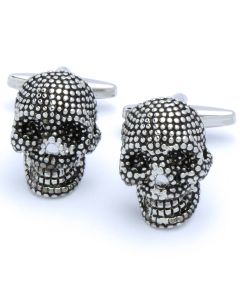 N-2549 Manchetknopen - Doodshoofd met Zilveren Bolletjes 1.jpg