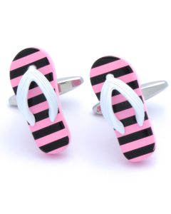 N-2553 Manchetknopen - Slippers Zwart en Roze 1.jpg