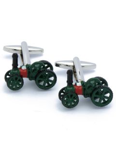 N-2598 Manchetknopen - Ouderwetse Stoomauto Rood en Groen 1.jpg