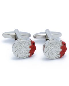 N-2607 Manchetknopen - Remschijf Rood en Zilver 1.jpg