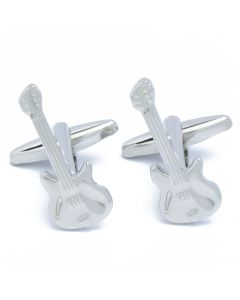 N-2623 Manchetknopen - Retro Elektrische Gitaar Zilverkleurig 1.jpg