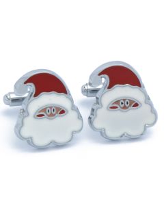 N-2649 Manchetknopen - Kerstman Hoofd Rood en Wit 1.jpg