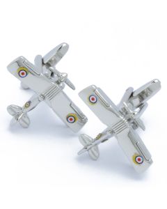 N-2650 Manchetknopen - Dubbeldekker Vliegtuig met Propeller 1.jpg