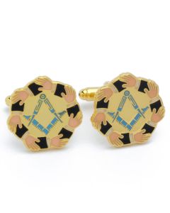 N-2661 Manchetknopen - Vrijmetselaars Goud Cirkel van Armen 1.jpg