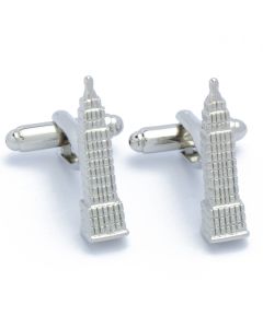 N-2689 Manchetknopen - Empire State Building Gebouw Zilverkleurig 1.jpg